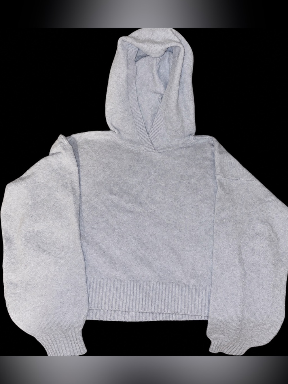 Hollister Light Gray Hooded Knit Sweater